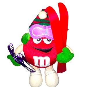 Galerie Vintage 2002 10” tall M&M’s collectible Christmas winter ski ⛷️ plush